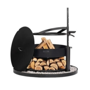 Cook King âMONTANA Xâ havebålfad 80 cm med grillrist, låg og rund stenbase